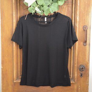 Emma & Sam Sheer Mesh Black Oversize Top Short Sleeve Womens Size XS